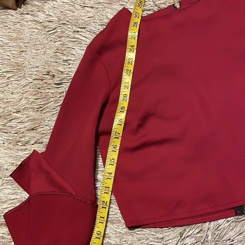 WINDSOR Red Cropped Ruffle Sleeves Small Shirt - Picture 8 of 8